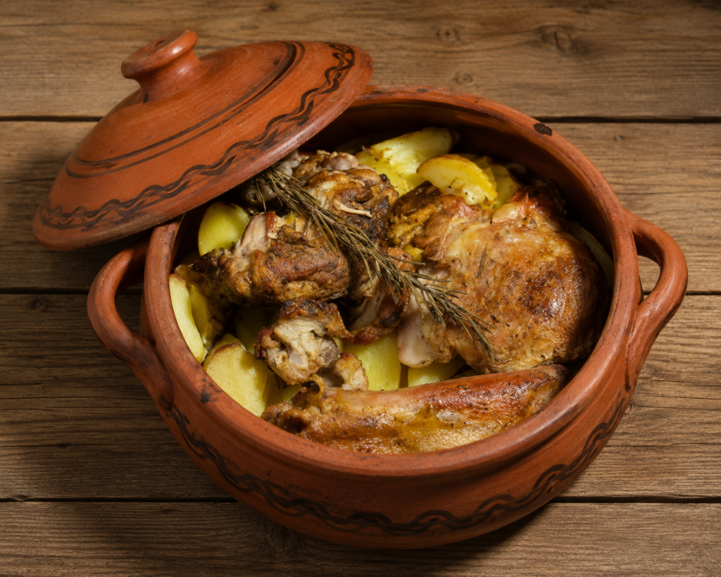Slow Roasted Lamb with Potatoes and Vegetables